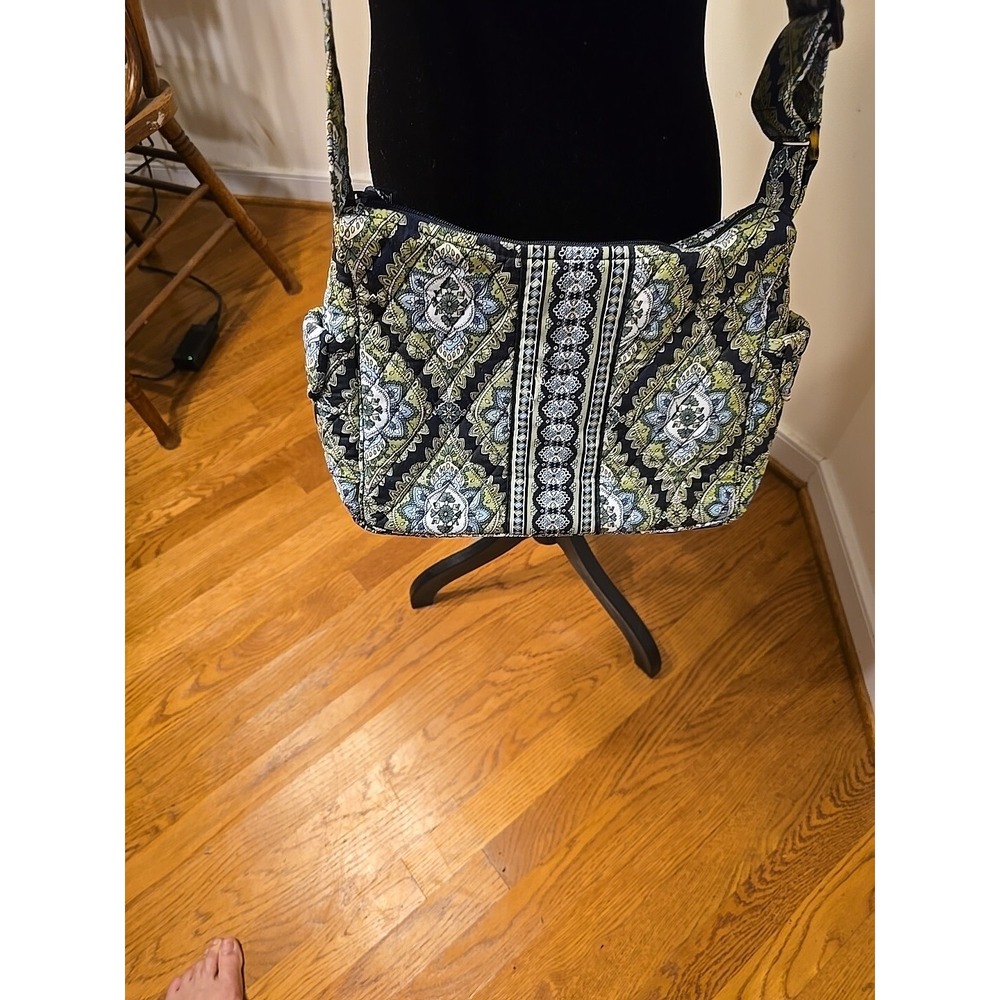 Vera Bradley Shoulder Bag Cambridge Pattern Handbag Excellent Retired Green Blue - Picture 3 of 9